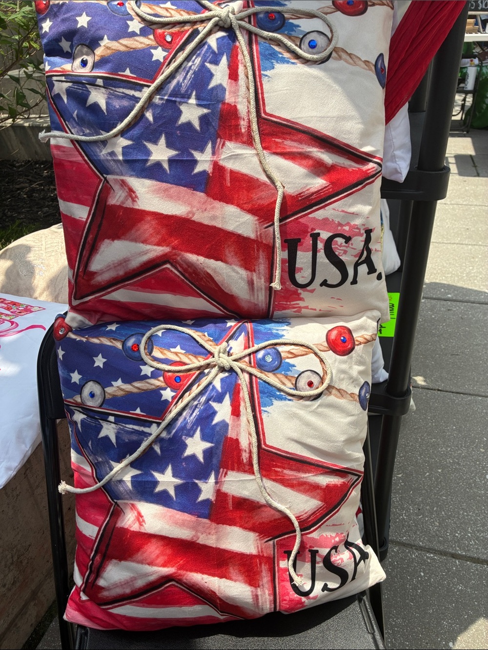 Patriotic USA Star 2pc Throw Pillow - Red, White & Blue